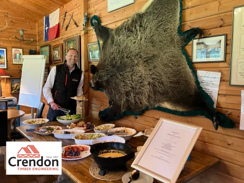 Man posing with bear skin rug