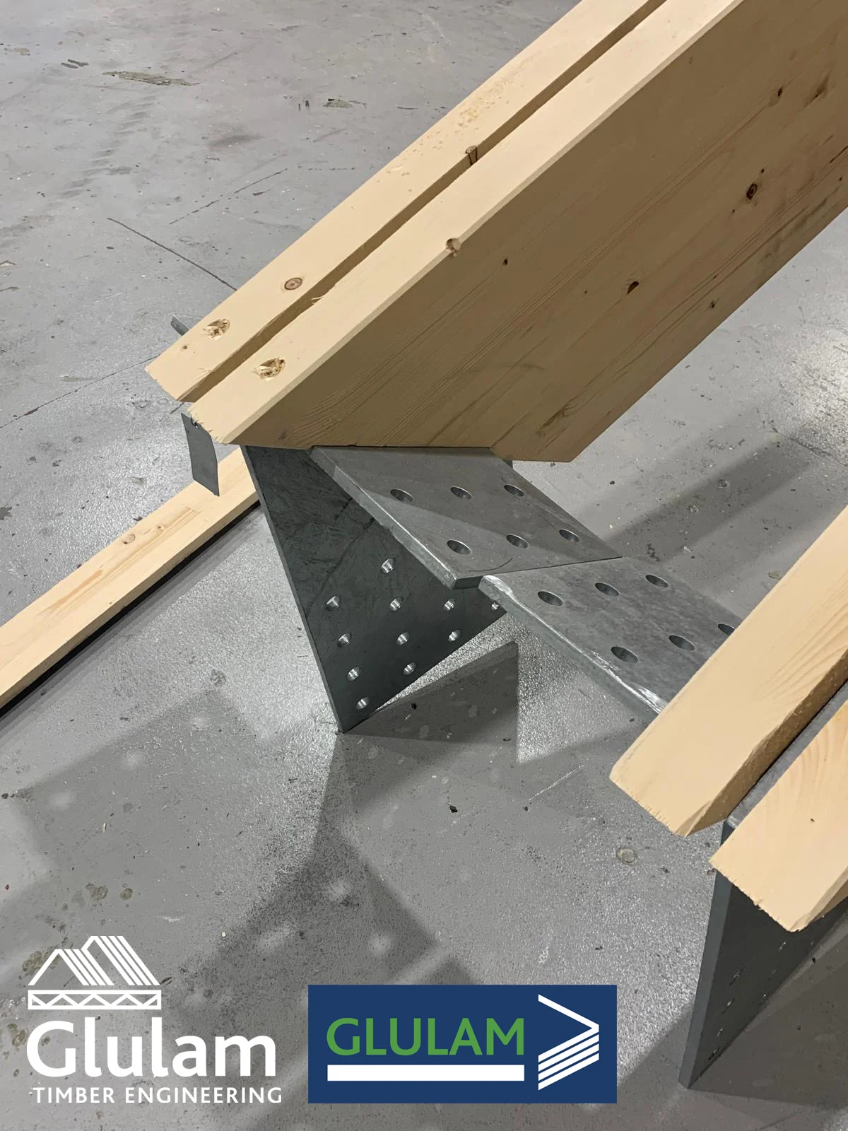Check out the steel connections for the Glulam beams on our latest project. Metal plates like these are the main way to join Glulam and will be concealed in a slot within the middle of the Glulam components.
