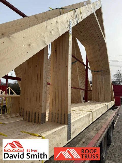 Standard and Attic Trusses loaded and ready for delivery to a site in Ely, Cambridgeshire.