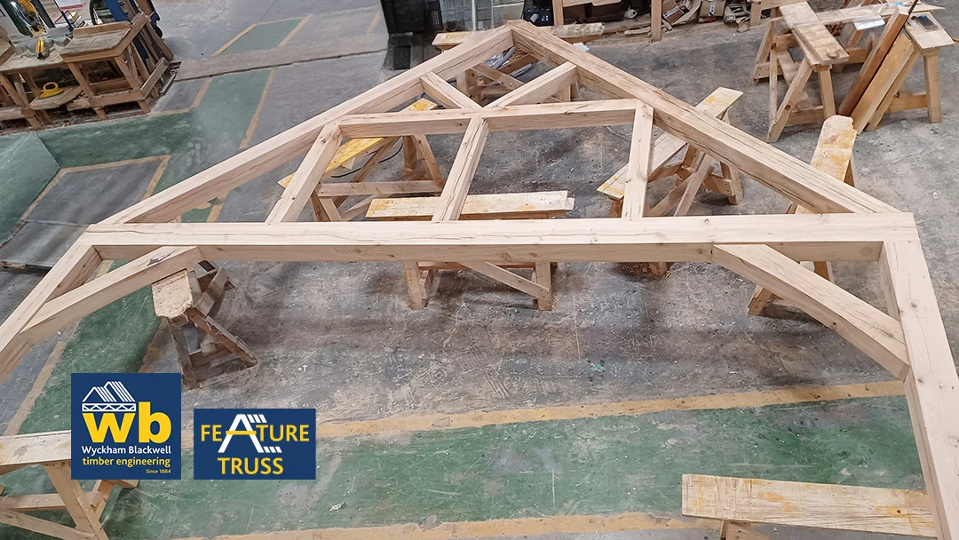 Manufacture of Oak Feature Truss Portal Frames being completed this week for a new house project in South Wales.