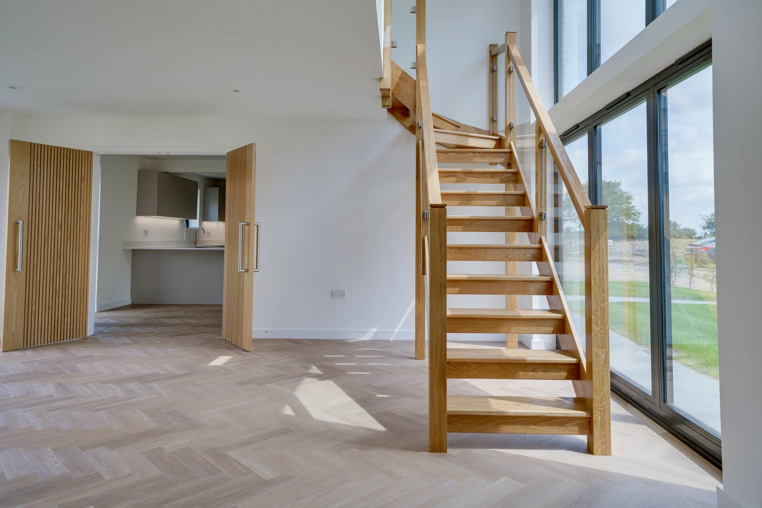 David Smith St Ives supplied a variety of bespoke staircases for Littlebury Homes Washingley Farm luxury development in Great Stukeley, Huntingdonshire.