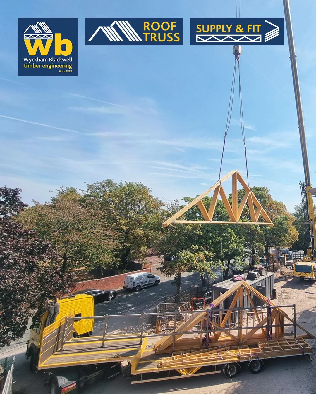 Delivery and installation of a Trussed Roof for a 72-bedroom Care Home in Burton upon Trent, all 100% on schedule this week.