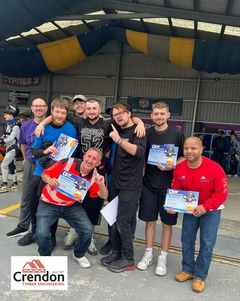 Group of men after their skydive