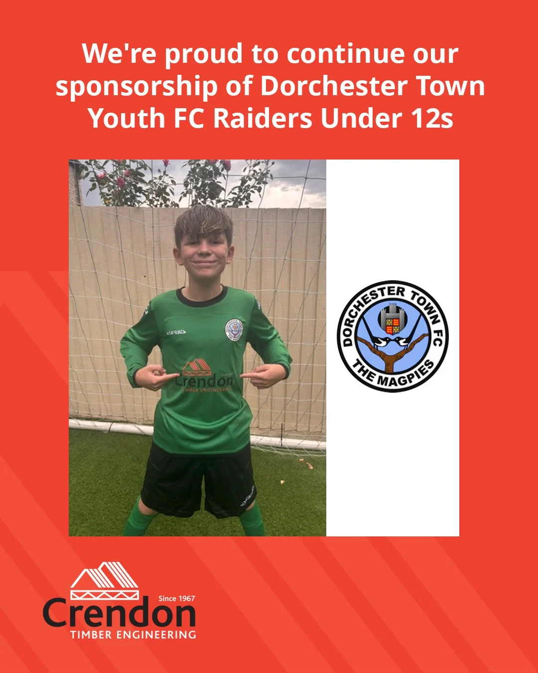 We’re proud to continue our sponsorship of Dorchester Town Youth FC Raiders Under 12s, supporting a fantastic local team through our Piddlehinton branch.