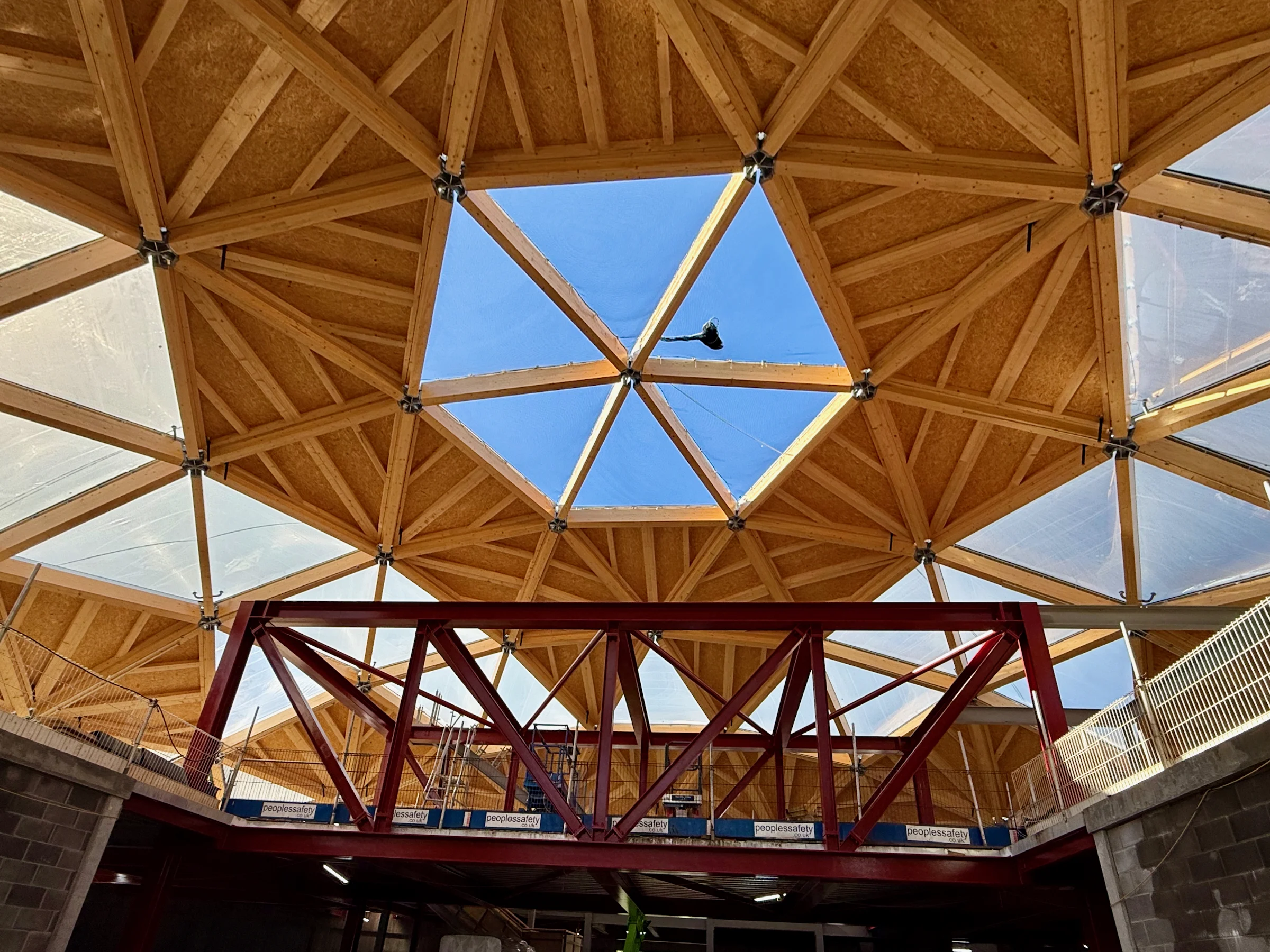 geodesic dome roof under construction